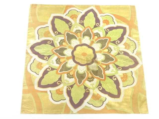 JAPANESE KIMONO / ANTIQUE FUKUSA / SILK / WOVEN FLOWERS